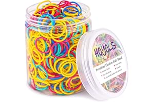 HOYOLS Petits Élastiques en Caoutchouc 1,27 cm pour Cheveux - 1000 Mini Élastiques Réutilisables de Couleurs Assorties pour Tressage - Pour Bébés Filles, Nourrissons, Tout-Petits