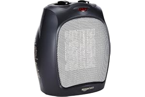 Amazon Basics 1800 Watt Ceramic Space Heater with Adjustable Thermostat - Black