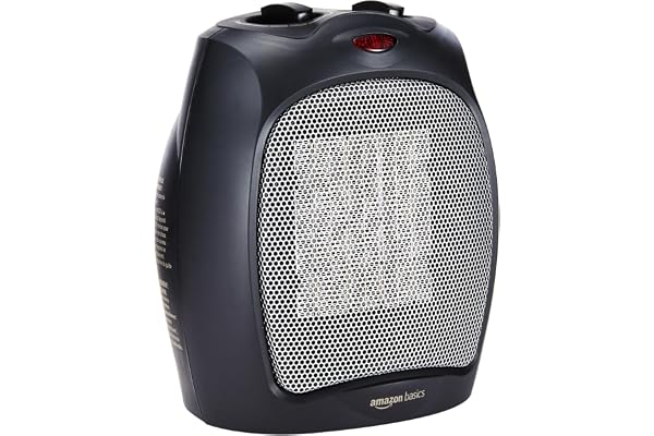 Amazon Basics Radiateur soufflant en céramique avec thermostat réglable 1800 W, Noir