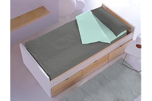 FM TEX Saco Nórdico Cremallera con Relleno Liso (20 Colores a Escoger) (Cama 90 cm, Antracita-Mint)