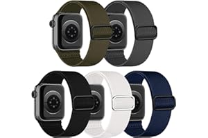 chinbersky 5 Pack Bracelets Compatibles avec Bracelet Apple Watch 41mm 40mm 38mm Hommes Femmes,Bracelet de Remplacement réglable Nylon élastique Tressé Sport Pour iWatch Séries 8/7/6/5/4/3/2/1/SE