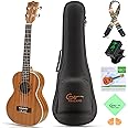 Hricane Sapele Ukelele Concert 23 Inch Ukelele Set with Bag Extra Strings for Beginners