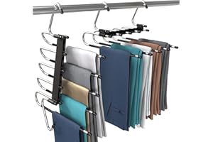 Utopia Home Pants Hangers Space Saving 2 Pack - Clothes Hanger with S-Type Stainless Steel Hook & Anti-Slip Design - Closet Organizer for Jeans, Trousers, Skirts, Scarf & Slacks (Black)