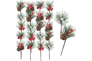 ‎COM-FOUR com-four® 20x Deko-Zweig - Dekorative kleine Äste mit Beeren und Zapfen - Bastelzubehör für DIY-Arbeiten - Zweige zum Verzieren (20x Zweig Beeren & Zapfen)