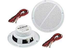 ChiliTec Lautsprecher 6,5" 165mm Wasserfest 100Watt Paar Einbaulautsprecher für Wand & Decke Marine-Lautsprecher IP44 geeignet für Innen- & Aussenbereich Paar / 2 Stück Weiß
