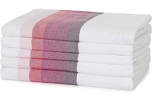 Sticky Toffee 100% Baumwolle Geschirrtücher, Mehrfarbig Fischgrätenmuster 5er Pack Geschirrtücher | 50 x 70 cm | Rosa | Saugfähige Restaurant-Bar-Glasküchentücher
