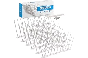 sarkman 5M Stainless Steel Bird Spikes - Effective Anti-Climb Bird Deterrent for Roofs & Windows - Durable Fence Spikes for Seagulls, Pigeons, Cats, Crows & Squirrels | (20 Pack Of 25cm)