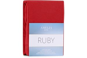 AmeliaHome Spannbettlaken 80x200-90x200 cm Frottee Baumwolle Spannbetttuch, rot