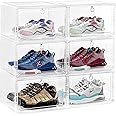 ABOUT SPACE Shoe Boxes - 6 Pc Acrylic Sneaker Box Crates | DIY Shoes Storage Box for Men, Women, Display Shoe Rack for Sneakers, Heels & Wedges Shoe Case (Transparent - L 33 x B 27 x H 21 cm) PP
