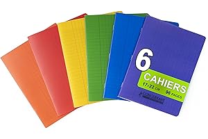 CONQUERANT Conquérant Lot de 6 Cahiers 17x22cm Grands Carreaux Seyès 96 Pages Agrafées 90g, Couleurs Assortis