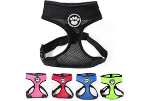 PADDING PAWS Dog Harness Puppy Harness Small Dog Harness Waterproof Soft Mesh Fabric Dog Puppy Pet Adjustable Harness Lead Leash Clip (S, Black)