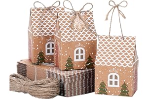 TsunNee Boîtes-cadeaux de bonbons en papier kraft, Sacs de faveur pour la fête de Noël, Paquet de 50