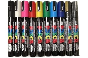 Posca Coloring, Metal PC-5M, paquete de 10 marcadores más vendidos