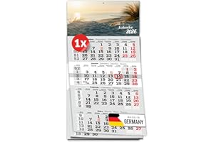 ‎PRIMUS-PRINT.DE PRIMUS PRINT 4-Monats Einblockkalender 2026 mit Schieber - Wandkalender zum Aufhängen - großer Monatskalender - inklusive Feiertagen - verschiedene Motive, verschiedene Sets - [ 1x Strand ]