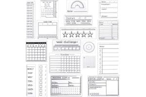 Zonon 18 Pieces Journal Stamps Clear Journal Stamps, 4 Sheets Silicone Calendar Planner Stencils for Bullet, Week Dates Month Organizer Tasks Ideas DIY Making Crafts Scrapbooking Supplies
