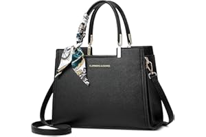 FOLOVEYA Mode Women Handbags Ladies Top Handle Bag Elegant Ribbon Tote Bag Classic Crossbody Bag PU Leather Satchel Shoulder Bags for Shopping Travel Work Dating Black