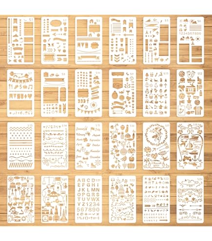 24 Stück Journal Schablonen Set A5 - PET Bullet Journal Vorlagen Für Planer & DIY