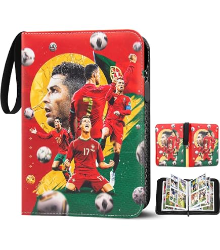 Classeur Album 900 Poches - 50 Pages PU - Cartes Football Panini - Design Foot - Fermeture Éclair