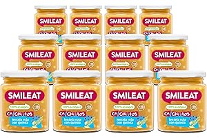 SMILEAT EAT & SMILE Smileat - Tarritos Ecológicos CA-CHI-TOS de Lenteja Roja con Quinoa, con Trocitos e Ingredientes Naturales, para Bebés desde los 10 Meses, Sano y Saludable, Sin Gluten - Pack de 12 x 230 g = 2760 g