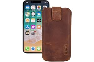 Suncase Etui Tasche kompatibel mit Apple iPhone 13 Mini (5.4") mit ZUSÄTZLICHER Hülle/Schale/Bumper/Silikon *Lasche mit Rückzugfunktion* Handytasche Ledertasche Schutzhülle Case in antik-Coffee