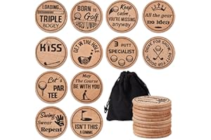 Namalu 12 Marcadores de Pelotas de Golf Divertidos Grabados Etiqueta de Golf de Madera Verde Regalo Novedoso Accesorios de Golf de Broma para Hombre Día del Padre Navidad