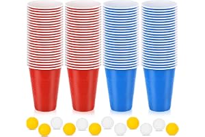 Frasheng Beerpong partymugg, 100 muggar 12 bollar, ölpong koppar, plastbägare röd och blå 40 ml, återanvändbar festmugg, ölpong mugg set, för jul, födelsedag, bröllop, festivaler