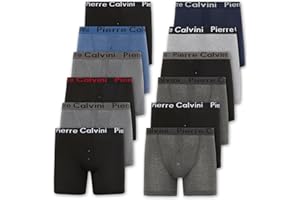 Pierre Calvini Mens Button Fly Boxer Shorts (6/12-Pack) – Anti-Chafe Fitted Mens Boxers - Soft, Breathable & Comfortable Multipack Underwear Suitable For Any Occasion