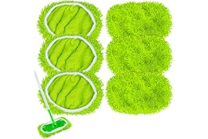 YUUNAIE Cabezas de Fregona de Repuesto, Recambios de Mopas Paños Compatible con Swiffer Sweeper Repuesto de Fregona Microfibra Lavables 6 Piezas (Verde Claro)
