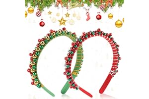 ASYINXSON Lot de 2 Serre tête de Noël,bandeaux de Noël,serre tête avec clochette,Bandeaux de Noël Fête pour enfants et adultes