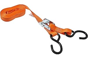 Keeper – 1” x 10’ Heavy Duty Cam Buckle Tie-Down with S Hooks - 400 lbs. Working Load Limit and 1,200 lbs Break Strength