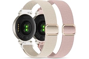 EverAct 2 Stück Nylon Armband für Garmin Lily 2,14mm elastisches Nylon weiche Schleife Gurte Quick Release Ersatz verstellbares Armband für Lily 2 Classic/Active Smart Watch Zubehör für Frauen