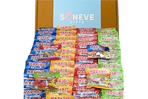 LAIZY STUFF Haribo Mini Bags Sweets Hamper Multipack - 50 Packs of Haribo Sweets including Starmix, Supermix, Strawbs & Tangfastics in 16-gram bags - Treat for Birthday, Easter Egg, Christmas, and Kids Snack