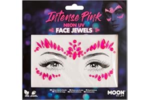 Moon Glow Gioielli per il viso al neon UV di Festival Face Body Gems, adesivi glitter per il trucco degli occhi in cristallo, gioielli per tatuaggi temporanei, Rosa, 1 conteggio (confezione da 1)