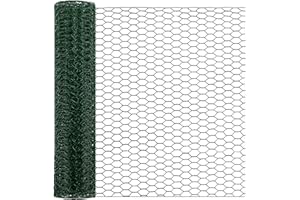 AICOIMY 5 m Malla Gallinero, Malla de Alambre Hexagonal Galvanizada, Malla de Alambre Ligera para Bricolaje y Decoración del Hogar 15 x 25 mm (0.4 x 5m, Verde)