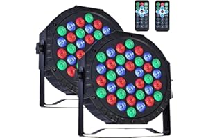 ZHENNBY Lumière de Scène Par LED 36 Lampe RGB Lumiere DJ Fête Eclairage de Scène DMX avec Télécommande Éclairage de Scène pour Disco Soiree Mariage Lumière d'ambiance Bar Noël Halloween - 2 pack