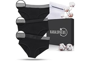 NANASPHERE Lot 3 Culottes Menstruelles 3 Styles Dentelles | Ultra Absorbant 4 Couches Coton Bio Certifié | Flux Abondant sous Vêtement Réutilisable | Règles Fuites Post Accouchement Adolescente Incontinence