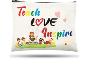 Svee Regalo di Apprezzamento per Insegnante per Natale Laurea Astuccio in Tela con Cerniera per Ringraziamento Pochette da Viaggio per Trucchi Cosmetici per Donna Scuola (Stile Carino)