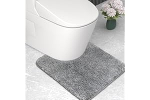 wyewye Alfombrilla de baño de microfibra, alfombrilla de baño de 2 cm, súper absorbente, 50 x 50 cm, en forma de U, color gris
