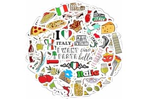 PADABAYKA Autocollants italiens pour ordinateur portable, italien, rome, autocollants Europe pour journal, scrapbooking et planificateur, autocollants à thème de fête italienne, cadeaux italiens pour femmes