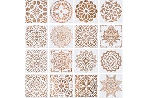 KILLOW Plantillas de Mandala, 16 Piezas Plantillas de Dibujo, Mandala Manualidades Painting Stencils, Reutilizables,para Pintar Scrapbook Arte De Pared(Blanco 15x15cm)