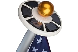 Sunnytech 2nd Generation Solar Flag Pole 20led Light, Brightest, Most Powerful, Longest Lasting & Most Flag Coverage, LED Downlight Light up Flag on Most 15 to 25Ft Flagpole, Upgraded Electric Circuit