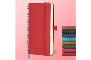IN-LUXPRO 2025-2026 Academic Diary A6 Week to View (16.6x9.7 cm) Spiral 18 Months (Jul'25 - Dec'26) Weekly & Monthly Planner with Month Tabs & Pocket,Expenses/Note Pages,PU Leather(Red)