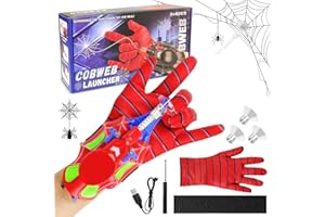 TCCYDM Spider Web Launcher Shooter Spider Web Launcher 7.8 ft Automatic Rope Launcher, Spider Gloves Spider Web, with USB Charge, Superhero Role Play Toy for Children