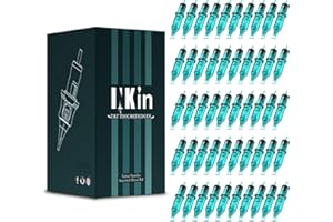 INKin Agujas Tatuaje Mixto 50 Piezas, Cartuchos Tattoo #12 Standard Round Magnum Esterilizado Agujas de Tatuar (5RM 7RM 9RM 11RM 13RM) Duraderas de Diseño Mejorado con Membrana y Muy Buen Fil