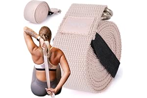 ‎FIZYO Fizyo Bawełniany Pasek do Jogi, Pilatesu, Fitnessu, Regulowany z Metalową Klamrą D, 100% Bawełny, Długi 240 cm, Idealny do Rozciągania i Trzymania Pozycji, dla Początkujących i Zaawansowanych