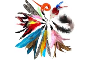 onebarleycorn Cat Toys Feather Refills for Cat Wand Toys Interactive include Replacement Feathers