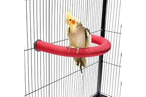 TeTupGa U Shape Parrot Perch Stand Pet Toy Bird Platform Sand Paw Grinding Clean Stick Cage Exercise Conure Budgie Cockatiel Accessories (Red Small)