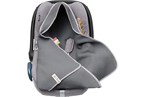 Mikos Einschlagdecke au0 Waffelstoff für den Sommer 100% Baumwolle Babydecke für Autositz Kuscheldecke Kinderwagedecke Für Kinderwagen Buggys z.B. Maxi Cosi 3 Punkt Gurt (38)(Dunkelgrau)