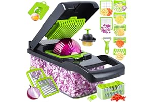 TRAND® Vegetable Chopper 15-in-1 Mandoline Vegetable Slicer Onion Food Chopper Cutter Multifunction Mini Dicer Manual Spiralizer Kitchen Gadgets for Onion Veg Garlic Potato Salad Cheese Grater