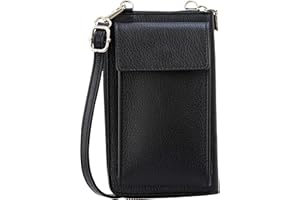 SH Leder Damska torba na telefon komórkowy torba na ramię portfel wielofunkcyjny worek z prawdziwej skóry regulowany pasek na ramię telefon komórkowy do 6,5 cala 11,50 x 19 cm Sarah G339